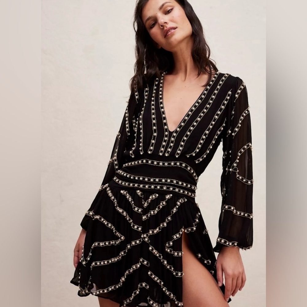 Free People Jen’s Pirate Booty Odyssey Pearl Studded Embellished Mini Dress